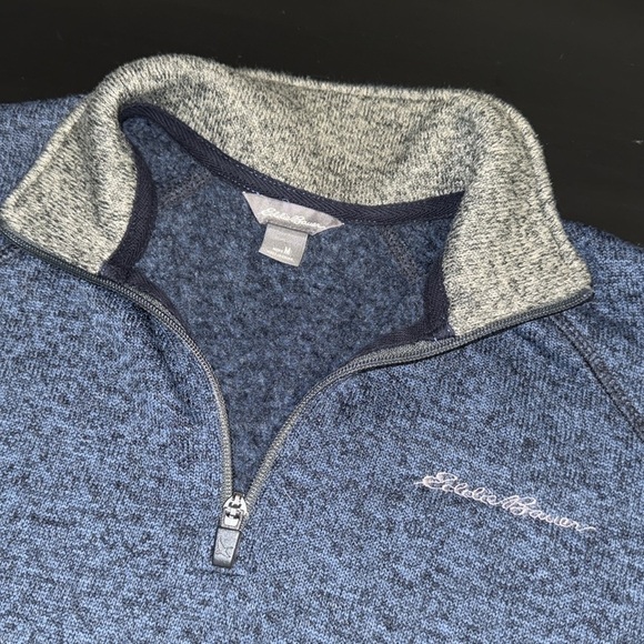 Eddie Bauer Men's Heathered Blue Zip-Up Sweater - Picture 2 of 6